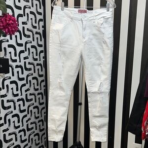 Wax Jean White Distressed Skinny Jeans